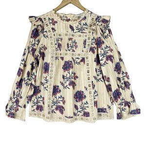 Sea New York Womens 6 Odette Floral Long Sleeve Blouse Boho Excellent
